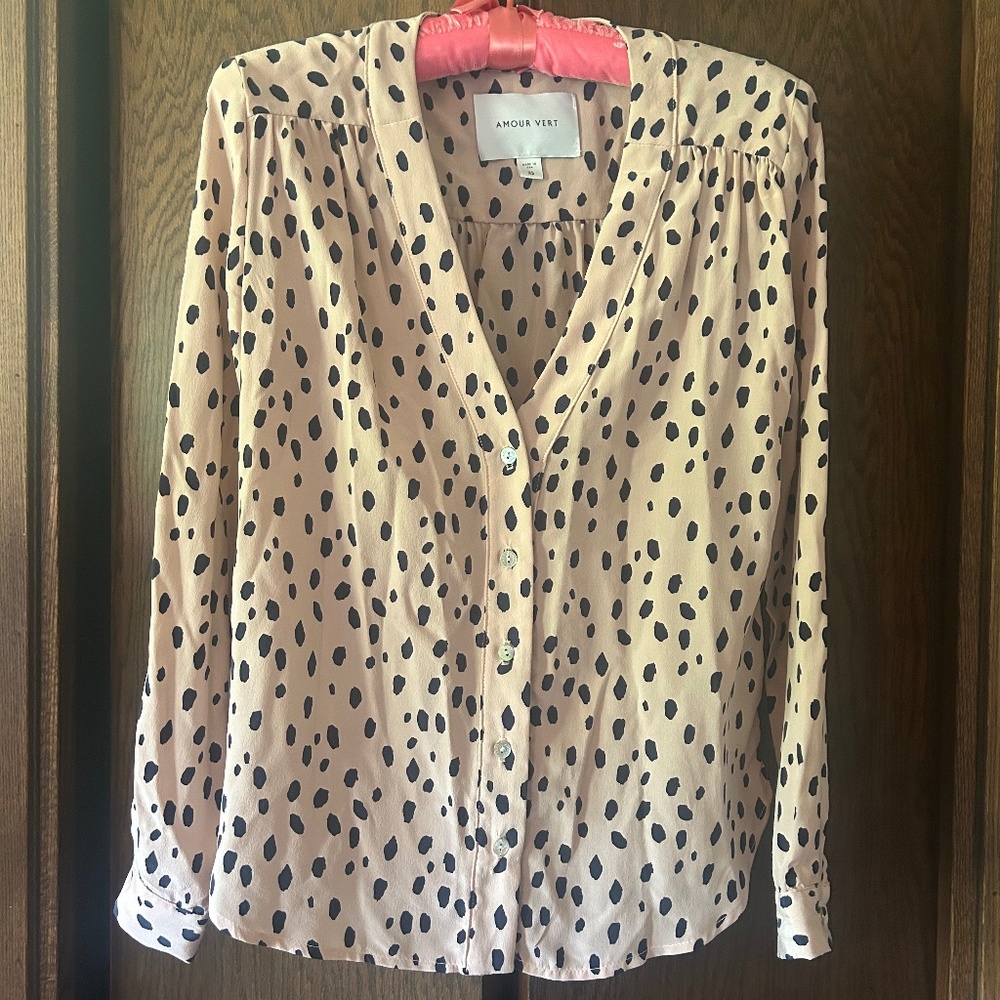 Amour Vert Kaya 100% Silk Blouse XS